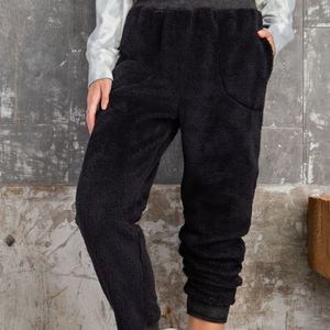 Black, Thick Sherpa, Teddy, Jogger/Lounge Pants